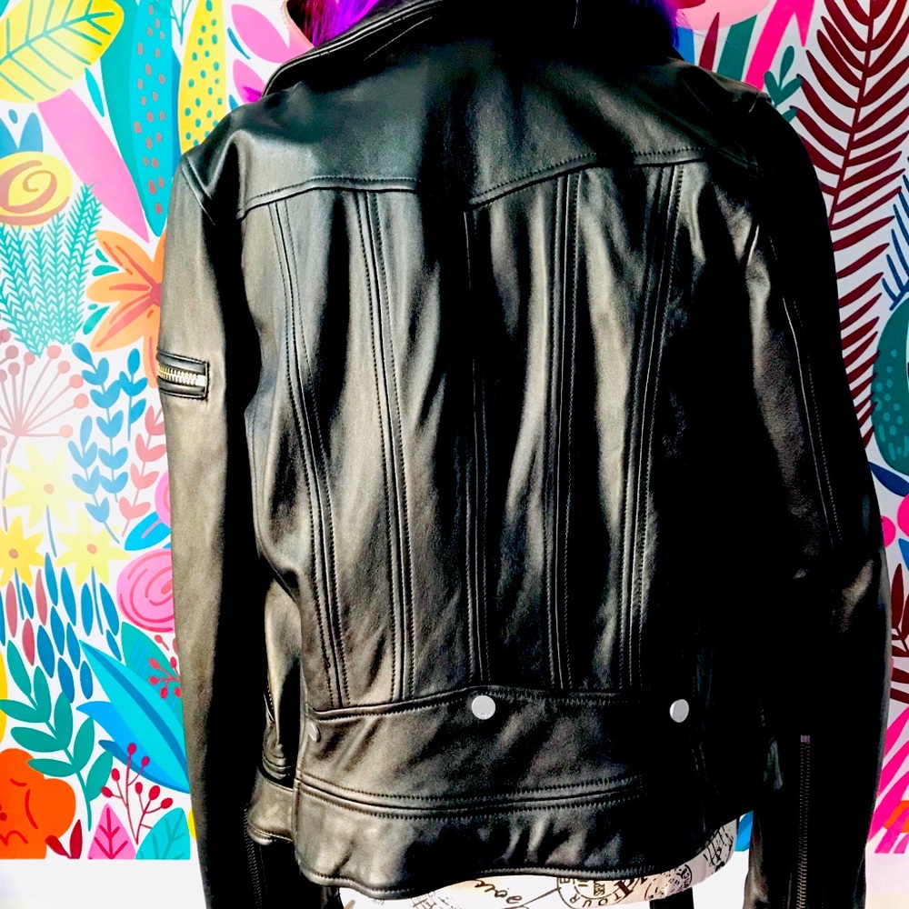 Seven brand black Leather motorcycle jacket